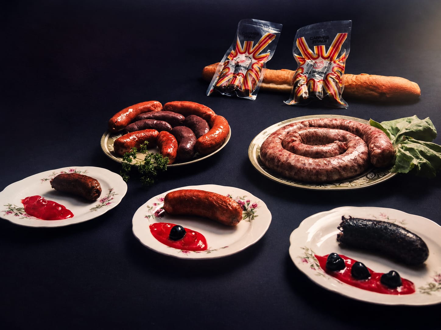 Chorizos, morcillas y longaniza El Bohemio presentados en una mesa tradicional